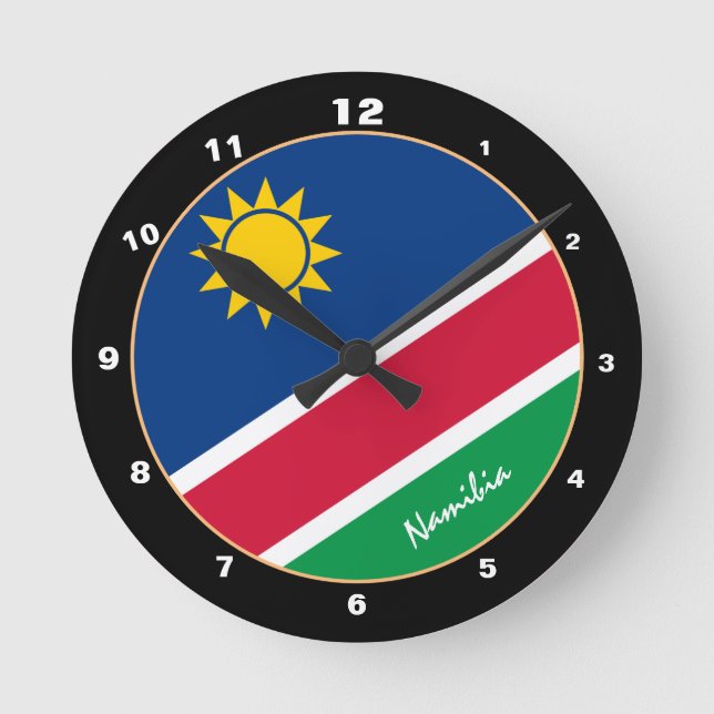 Patriotic Namibian Flag, Namibia Home / design Round Clock (Front)