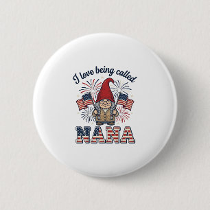Patriotic Nana Gnome Vintage Grandmother Shirt Des 6 Cm Round Badge