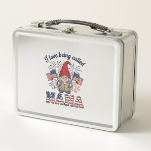 Patriotic Nana Gnome Vintage Grandmother Shirt Des Metal Lunch Box