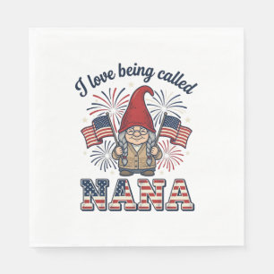 Patriotic Nana Gnome Vintage Grandmother Shirt Des Napkin