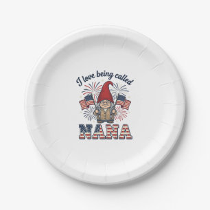 Patriotic Nana Gnome Vintage Grandmother Shirt Des Paper Plate
