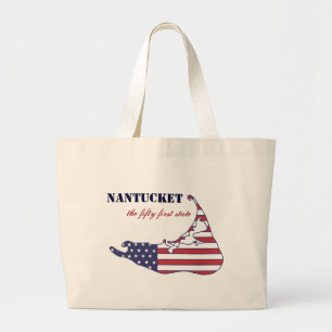 Patriotic Nantucket, the 51st State of America Large Tote Bag