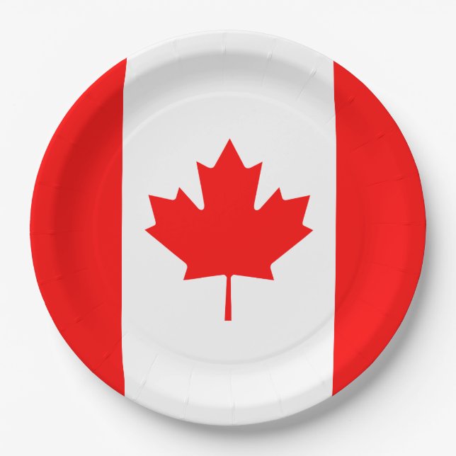 Patriotic National Flag of CANADA Paper Plate (Front)