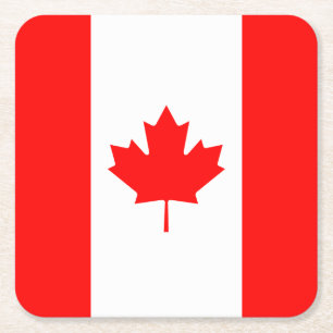 Patriotic National Flag of CANADA Square Paper Coaster