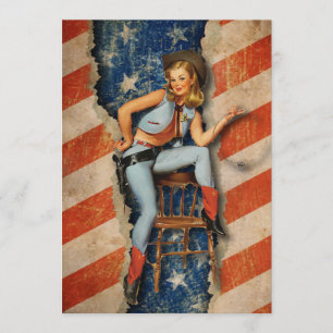 Patriotic Naughty CowGirl  July 4th Party invites