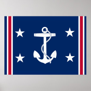 Patriotic Nautical Anchor Flag Poster