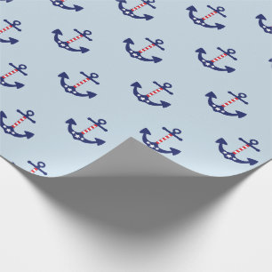 Patriotic Nautical Anchor Pattern Wrapping Paper