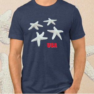 Patriotic Nautical Starfish Blue Tri-Blend Shirt
