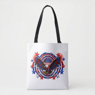 Patriotic Neon Eagle Burst – Red White & Blue Free Tote Bag