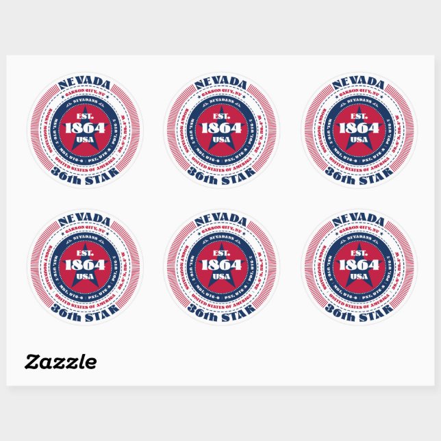Patriotic Nevada Circle Design Sticker (Sheet)