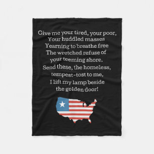 Patriotic New Colossus Emma Lazarus Quote Usa Gift Fleece Blanket