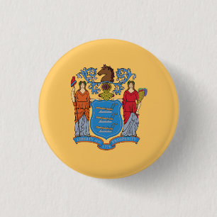 Patriotic New Jersey State Flag 3 Cm Round Badge