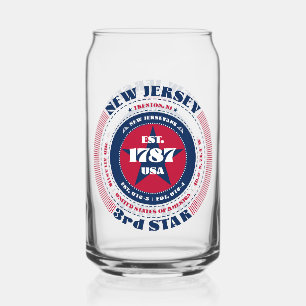 Patriotic New Jersey Typography Design Can Glass