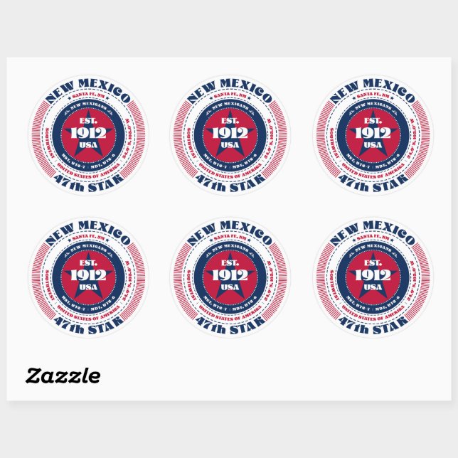 Patriotic New Mexico Circle Design Sticker (Sheet)