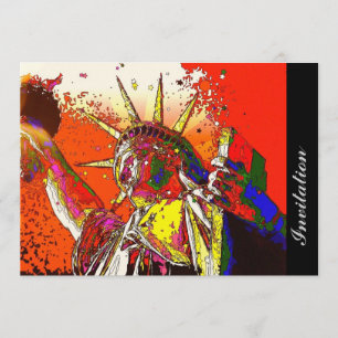 Patriotic New York City abstract statue of liberty Invitation