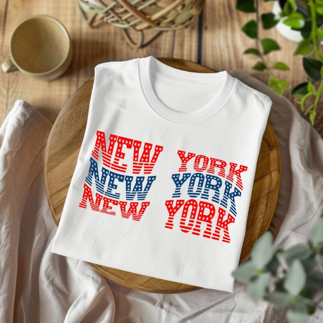 Patriotic New York Red and Blue Boho T-Shirt  (Creator Uploaded)