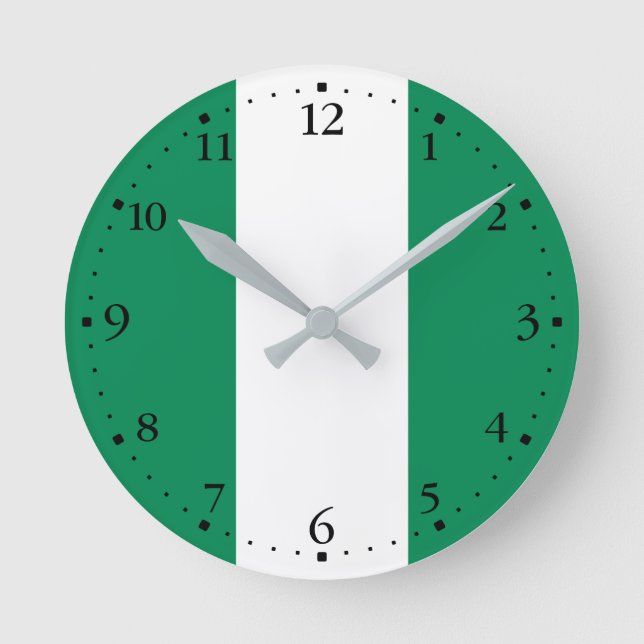 Patriotic Nigeria Flag Round Clock (Front)