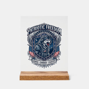 Patriotic Night Mission Patriot Wolf Military Insp Acrylic Sign