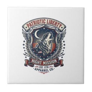 Patriotic Night Mission Patriot Wolf Military Insp Ceramic Tile