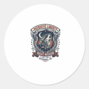 Patriotic Night Mission Patriot Wolf Military Insp Classic Round Sticker