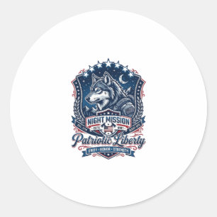 Patriotic Night Mission Patriot Wolf Military Insp Classic Round Sticker