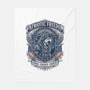 Patriotic Night Mission Patriot Wolf Military Insp Fleece Blanket
