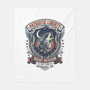 Patriotic Night Mission Patriot Wolf Military Insp Fleece Blanket