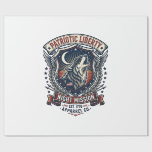 Patriotic Night Mission Patriot Wolf Military Insp Wrapping Paper