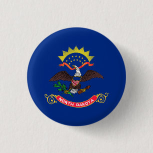 Patriotic North Dakota State Flag 3 Cm Round Badge