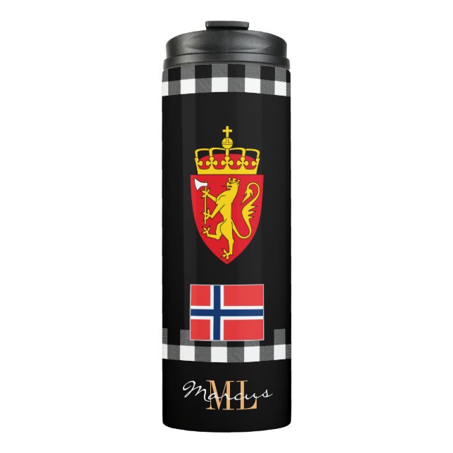 Patriotic Norway travel Mug, Norwegian Flag Thermal Tumbler (Front)