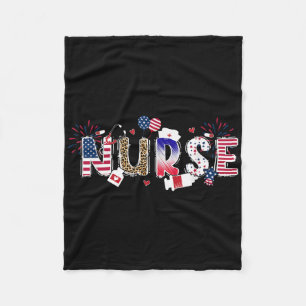 Patriotic Nurse 4th Of July American Flag Medical Fleece Blanket