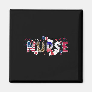Patriotic Nurse 4th Of July American Flag Medical Magnet