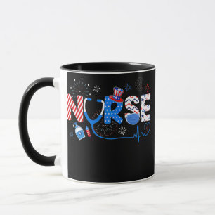 Patriotic Nurse 4Th Of July American Flag Mug