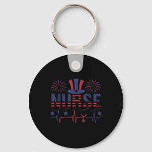 Patriotic Nurse American Flag Day 4th Of July Memo Key Ring