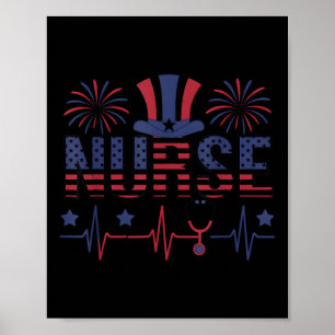 Patriotic Nurse American Flag Day 4th Of July Memo Poster