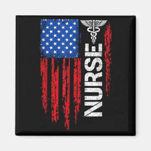 Patriotic Nurse American Flag Medical Pride Magnet