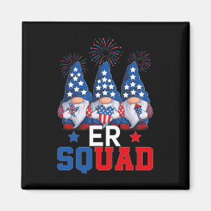 Patriotic Nurse Er Squad Gnomes 4th Of July Usa Pr Magnet