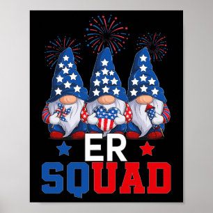 Patriotic Nurse Er Squad Gnomes 4th Of July Usa Pr Poster
