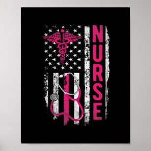 Patriotic Nurse Gift Flag Graduating School RN Poster