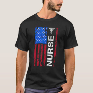 Patriotic Nurse Us Flag 4th Of July Independence T-Shirt