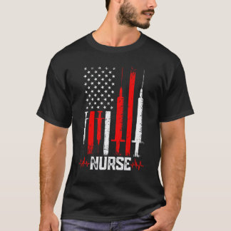 Patriotic Nurse Us Flag Graduating School Bday Rn T-Shirt