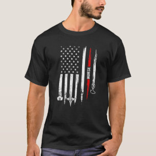 Patriotic Nurse Us Flag Graduating School Er Lpn R T-Shirt