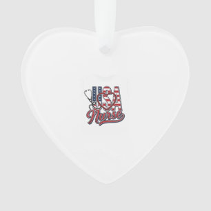 Patriotic Nurse USA Heart Stethoscope Shirt Design Ornament