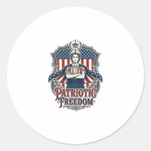 Patriotic Nurse Vector Graphic Tee_1 Classic Round Sticker