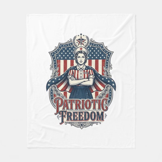 Patriotic Nurse Vector Graphic Tee_1 Fleece Blanket (Front)