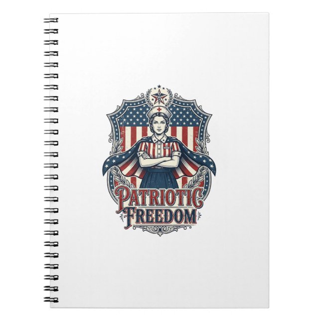 Patriotic Nurse Vector Graphic Tee_1 Notebook (Front)