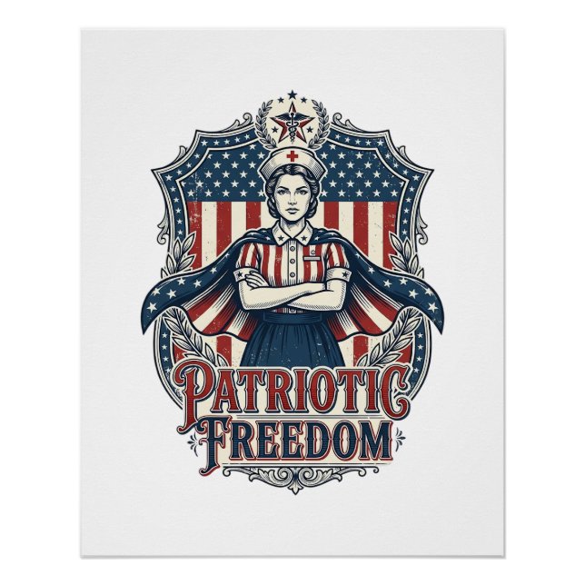 Patriotic Nurse Vector Graphic Tee_1 Poster (Front)