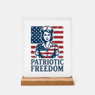 Patriotic Nurse Vector Graphic Tee Acrylic Sign