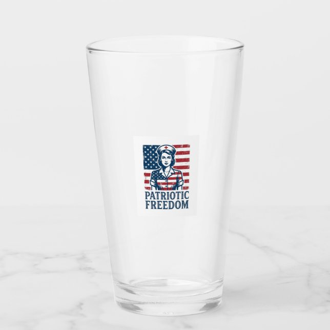 Patriotic Nurse Vector Graphic Tee Glass (Front)