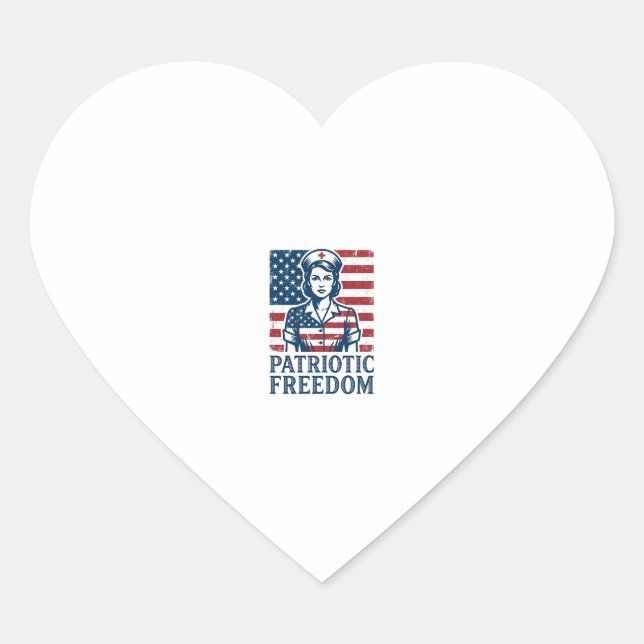 Patriotic Nurse Vector Graphic Tee Heart Sticker (Front)